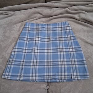 Brandy Melville Light Blue Plaid A-Line Skirt